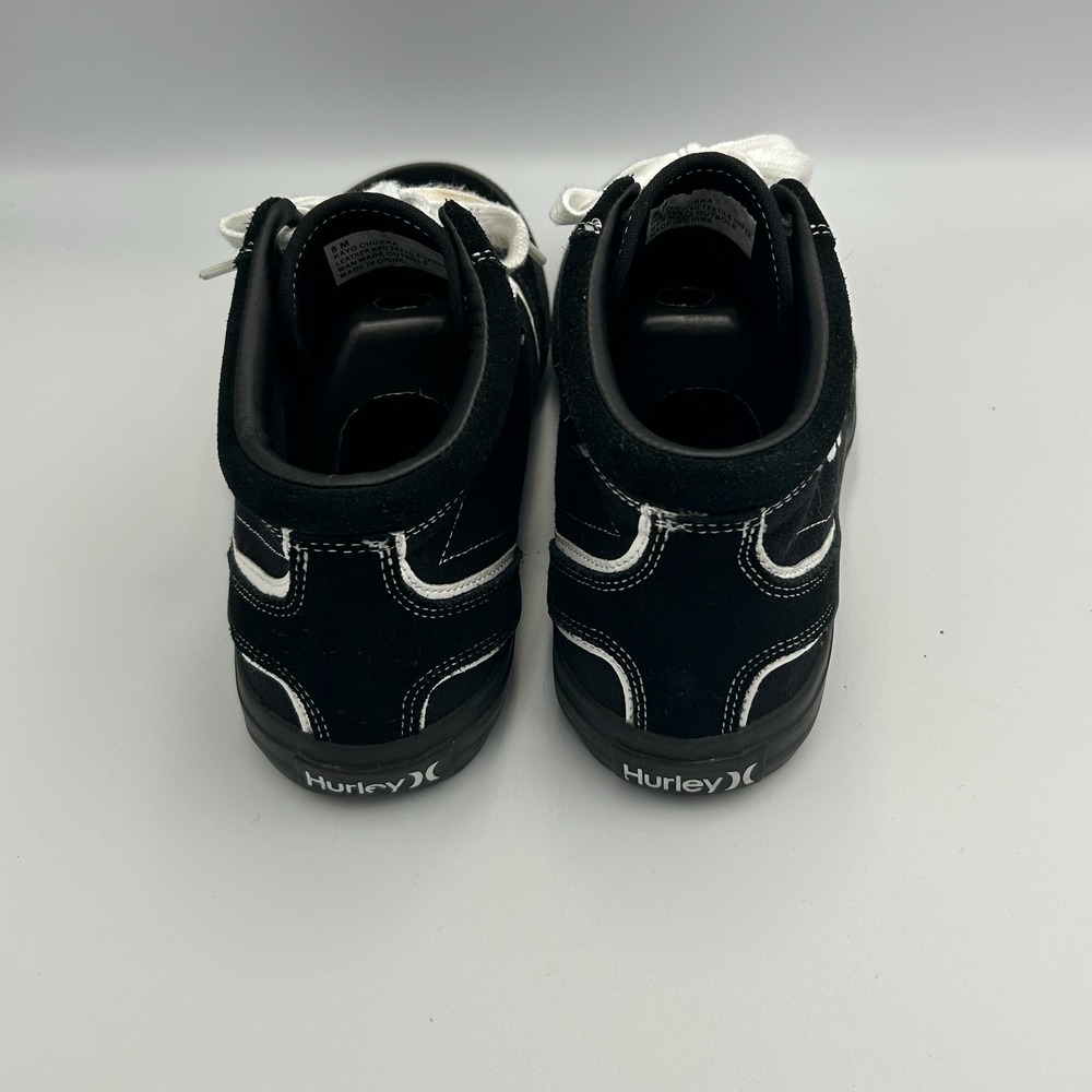 Hurley Men's 8 Skate Shoes Canvas Lace Up High Top‎ Kayo Chukka Black White 90s - Picture 9 of 13